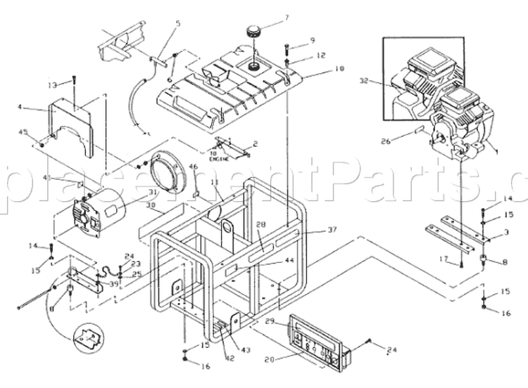 Page D Diagram and Parts List for 9904-0  Briggs and Stratton Generator